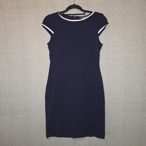 DONNA RICCO Midi Sheath Dress Sleeveless Navy Blue Career Women's 4